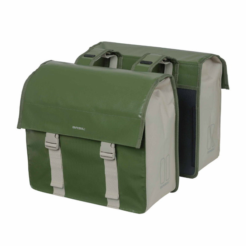 Sacoche Arrière Vélo Double Basil Urban Load Impermeable Vert - Sable 48-53L (41X18X46 cm) Waterproof