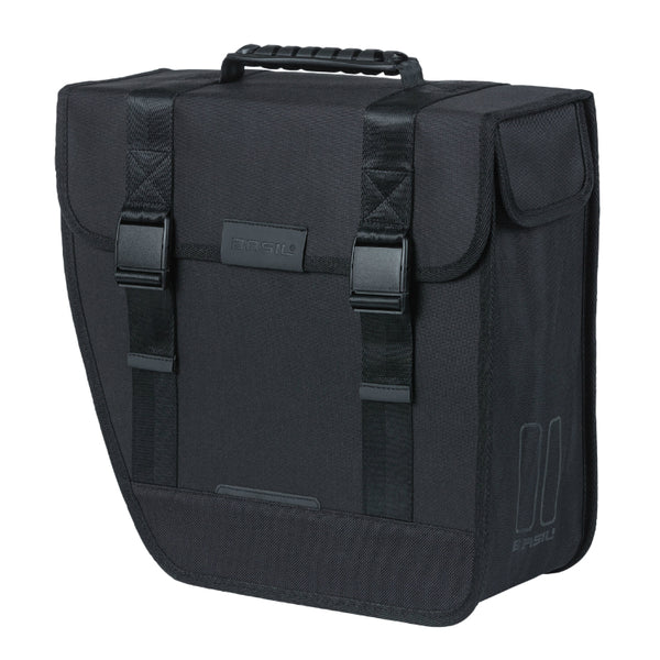 Sacoche Arrière Vélo Laterale Basil Tour Gauche 14L Noir Fixation Crochet Hook (34X14X34 cm)