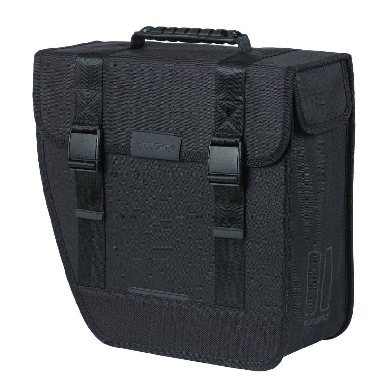 Sacoche Arrière Vélo Laterale Basil Tour Gauche 14L Noir Fixation Crochet Hook (34X14X34 cm)