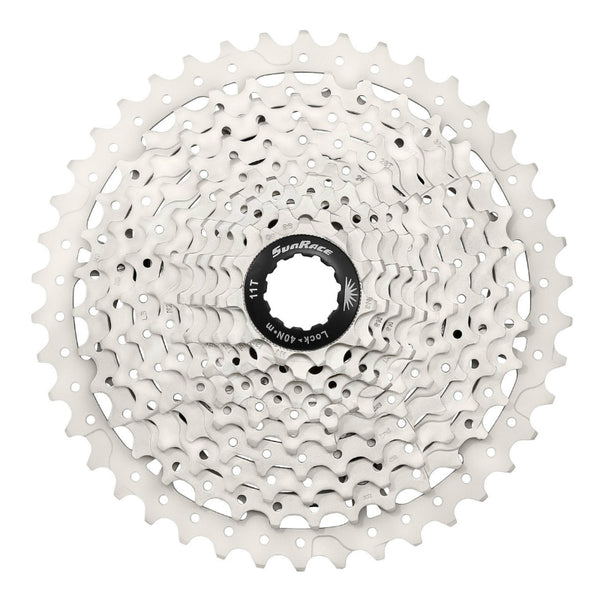 Cassette 10V. Sunrace Ms3 11-46 VTT Pour Shimano Metallic Argent (Livre En Boite) (11-13-15-18-21-24-28-34-40-46) (2 Blo
