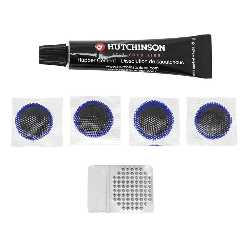Kit Réparation Pneu Tubeless Route Hutchinson Par L'Intérieur Avec Rustines - Boite (Colle 3G + 4 Patchs 17 mm)