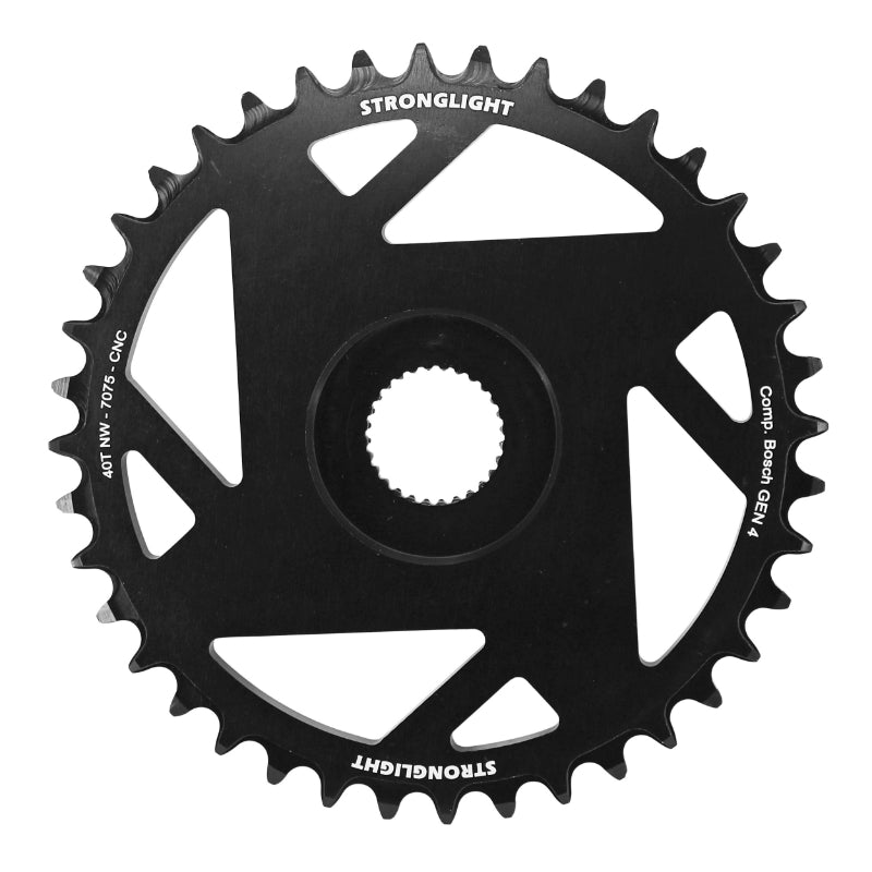 Plateau VAE-E-Bike Direct Mount Pour Bosch Stronglight -4- 40 dents Mono Noir Alu 7075 (4Ème Generation) Narrow Wide