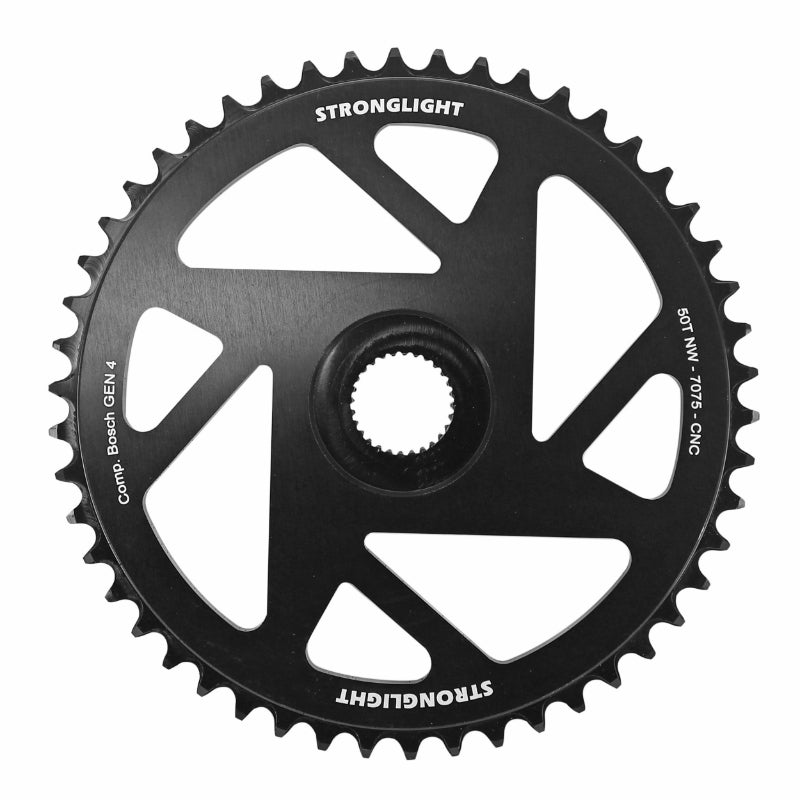 Plateau VAE-E-Bike Direct Mount Pour Bosch Stronglight -4- 50 dents Mono Noir Alu 7075 (4Ème Generation) Narrow Wide