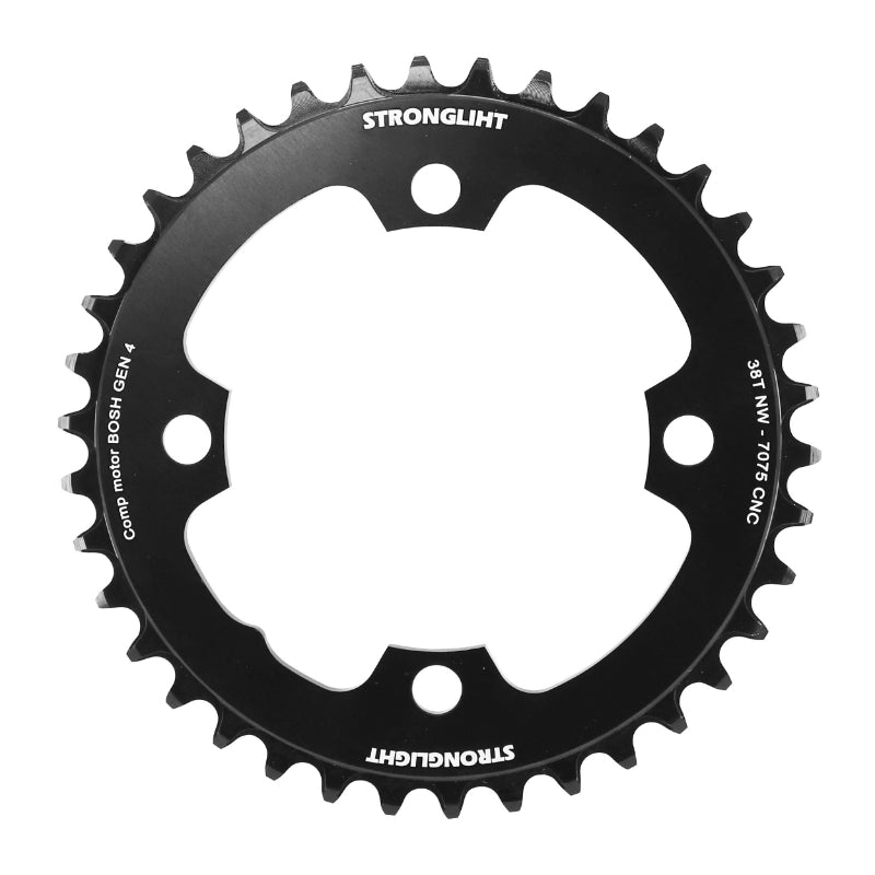 Plateau VAE-E-Bike 4 branches Ø 104 Pour Bosch Generation 4 Et Shimano Steps Stronglight -4- 38 dents Mono Noir Alu 7075