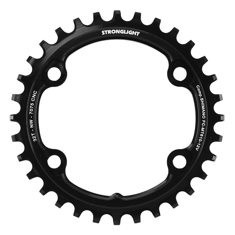 Plateau VTT 4 branches Ø 96 Pour Shimano Slx Mt610 Stronglight 32 dents Mono 12V. Noir