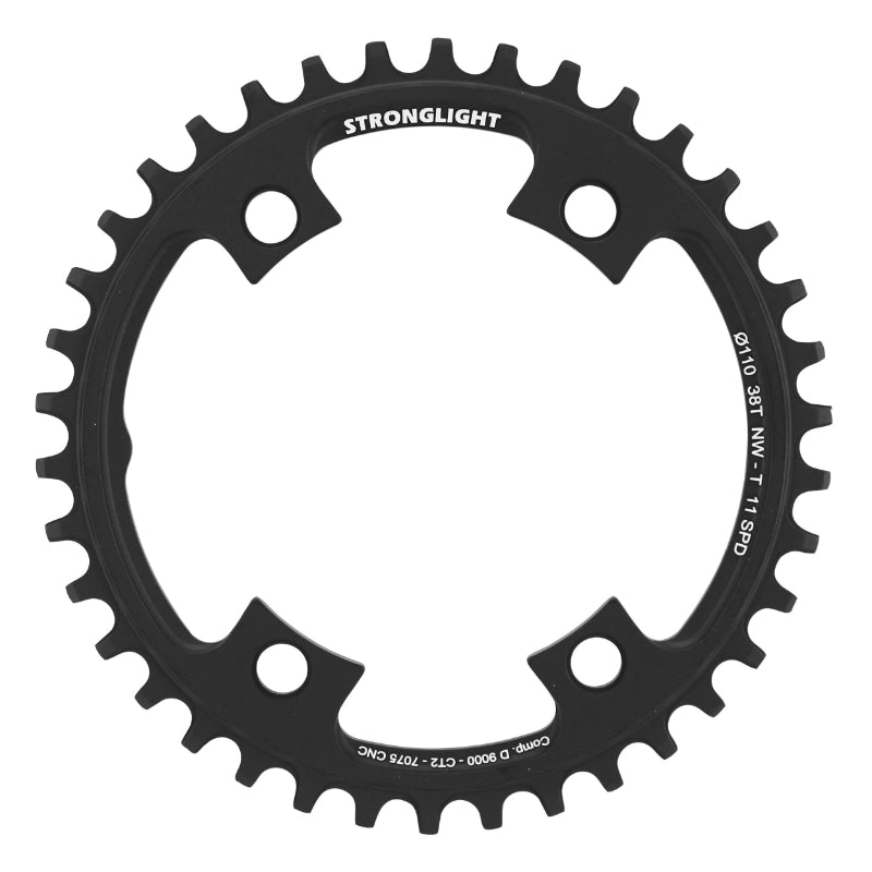 Plateau Gravel 4 branches Ø 110 Pour Shimano Ultegra 6800 Stronglight Ct2 38 dents Mono Noir Compatible Dura-Ace 9000 - 105 5800 11V. Narrow Wide