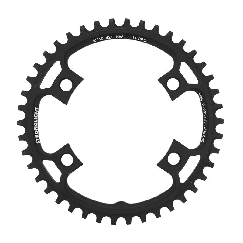 Plateau Gravel 4 branches Ø 110 Pour Shimano Ultegra 6800 Stronglight Ct2 42 dents Mono Noir Compatible Dura-Ace 9000 -