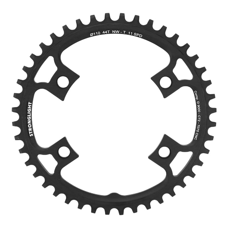 Plateau Gravel 4 branches Ø 110 Pour Shimano Ultegra 6800 Stronglight Ct2 44 dents Mono Noir Compatible Dura-Ace 9000 -
