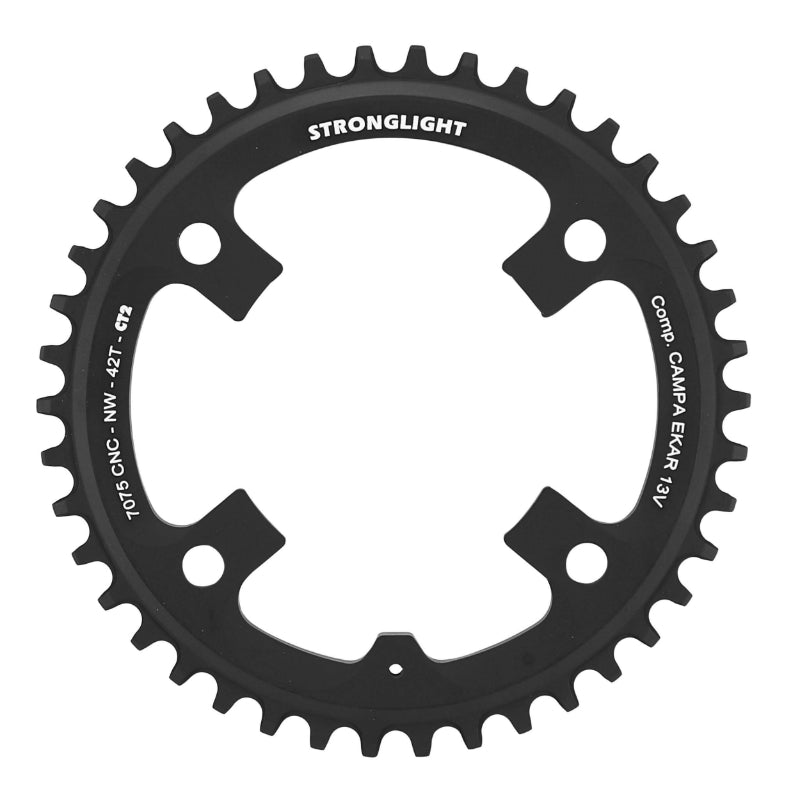 Plateau Gravel 4 branches Ø 123 Pour Campagnolo Ekar Stronglight Ct2 42 dents Mono Noir 13V. Narrow Wide