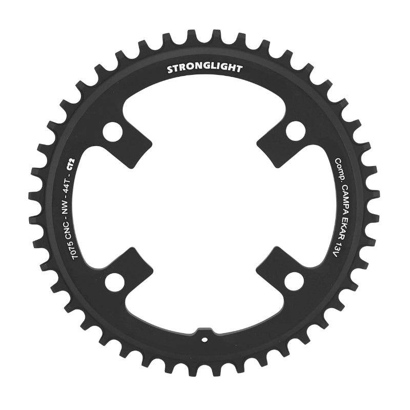 Plateau Gravel 4 branches Ø 123 Pour Campagnolo Ekar Stronglight Ct2 44 dents Mono Noir 13V. Narrow Wide