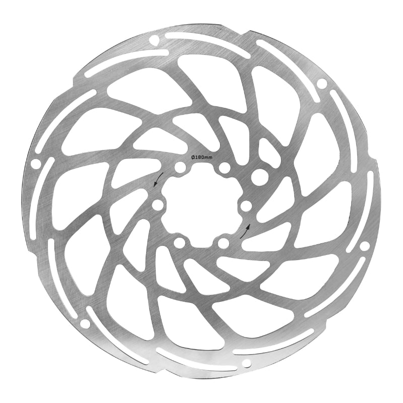 Disque De Frein VTT 6 Trous Newton Brakco Compatible Shimano Et Autres 180 mm Argent Pour VAE - E-Bike Avec Renfort Supplementaire De 2 mm + 6 Vis