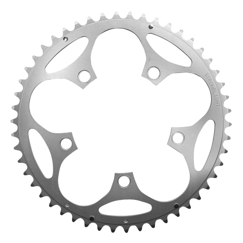 Plateau Route 5 branches Ø 110 Stronglight Dural 50 dents Extérieur Argent Type Shimano 10-9V.
