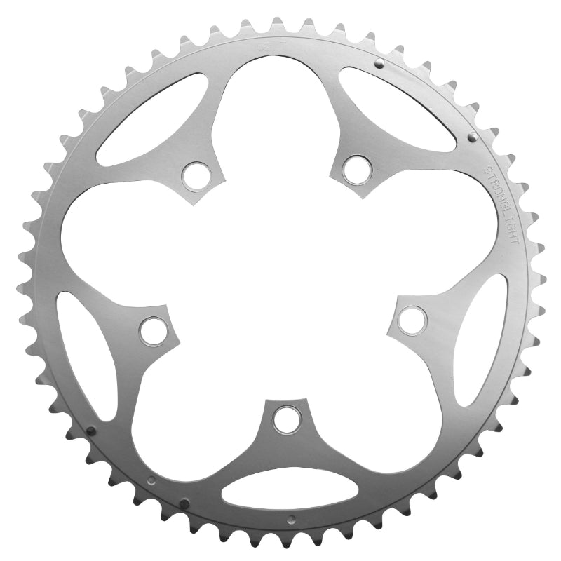 Plateau Route 5 branches Ø 110 Stronglight Dural 52 dents Extérieur Argent Type Shimano 10-9V.