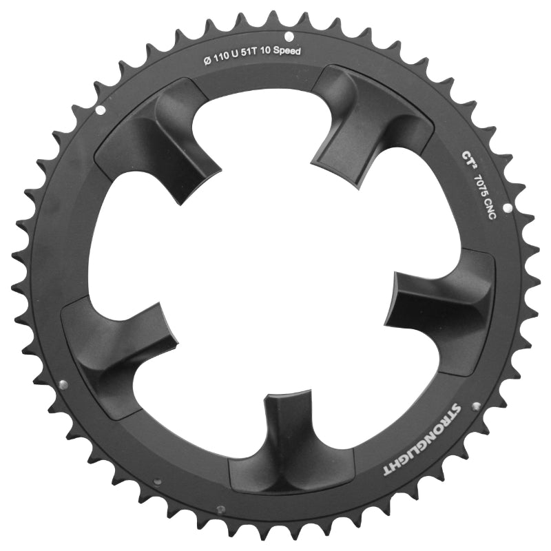 Plateau Route 5 branches Ø 110 Pour Shimano Ultegra 6750 Stronglight 51 dents Extérieur Noir Ct2 10V.