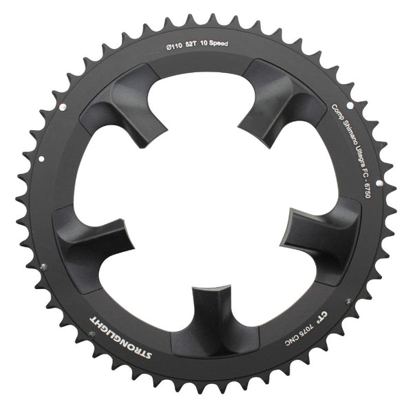 Plateau Route 5 branches Ø 110 Pour Shimano Ultegra 6750 Stronglight 52 dents Extérieur Noir Ct2 10V.