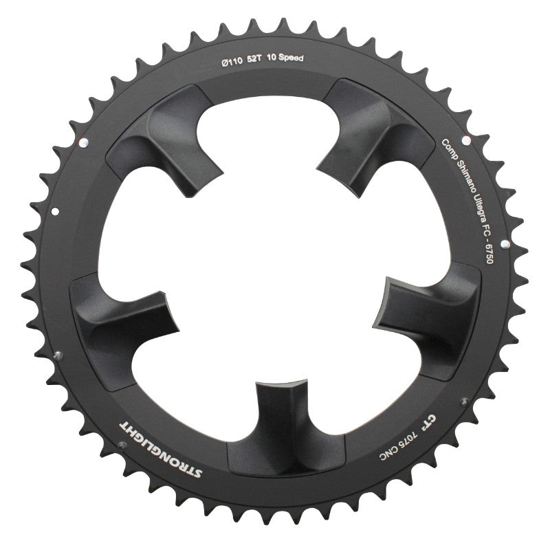 Plateau Route 5 branches Ø 110 Pour Shimano Ultegra 6750 Stronglight 52 dents Extérieur Noir Ct2 10V.