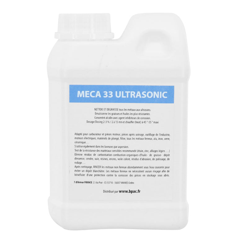 Detergent Nettoyeur-Bac Ultrasons Professionnel Meca33 1L (Pieces Motos Et Pieces Vélos) (Dilution 2%)