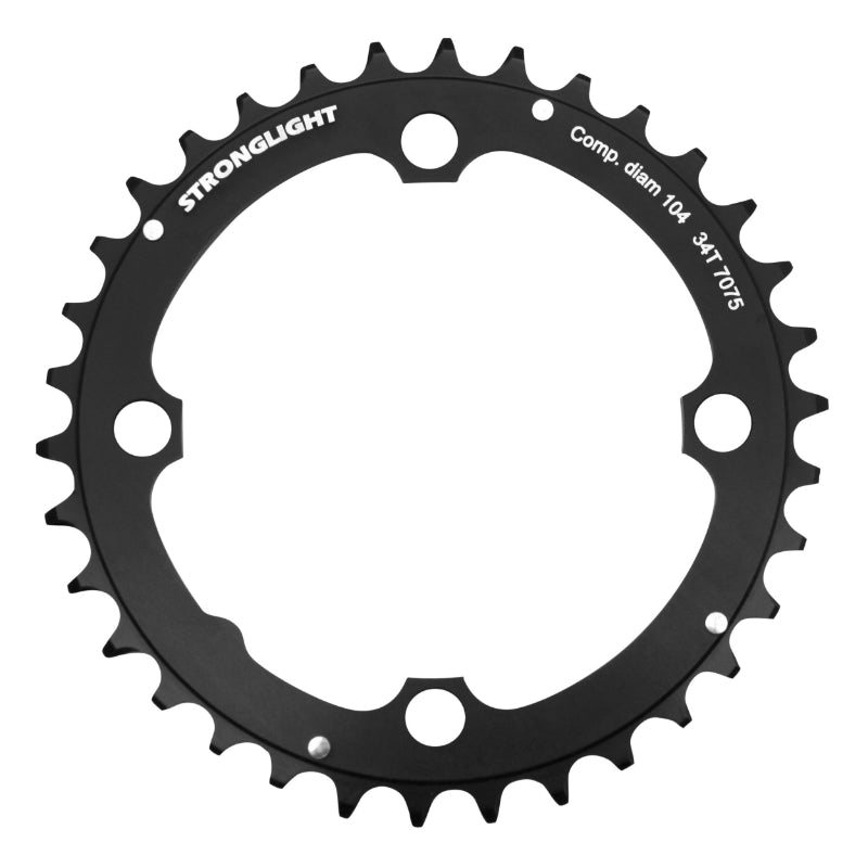 Plateau VTT 4 branches Ø 104 Stronglight Triple 34 dents Milieu Noir Alu - Épaisseur 4 mm 8-9V.