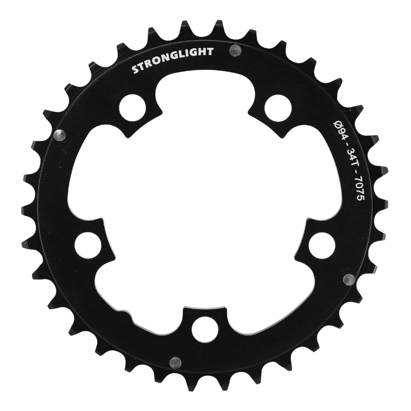 Plateau VTT 5 branches Ø 94 Stronglight Triple 34 dents Noir Milieu Alu 7075 8-9V.