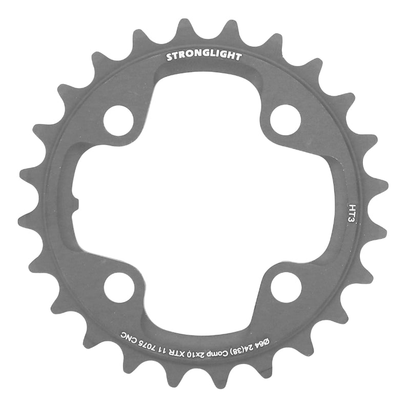 Plateau VTT 4 branches Ø 64 Pour Shimano Xtr M980 Stronglight Ht3 Double 24 dents Intérieur Noir (Pour Extérieur 38 dent