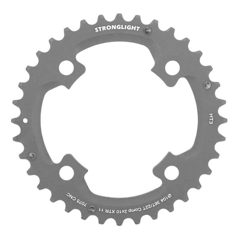 Plateau VTT 4 branches Ø 104 Pour Shimano Xtr M980 Stronglight Double Ht3 36 dents Extérieur Noir (Pour Intérieur 22 dents) Non Filete 10V.