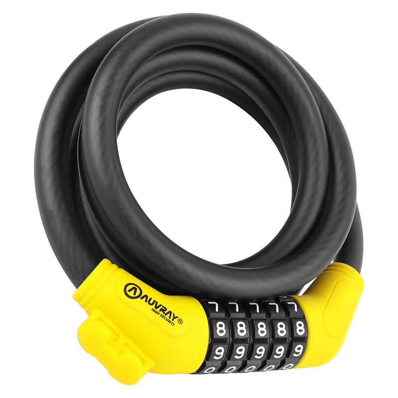 Antivol Vélo Spiral A Combinaison - Code Auvray Diam 12 mm L 1.50 M Noir Mat (Avec Support)