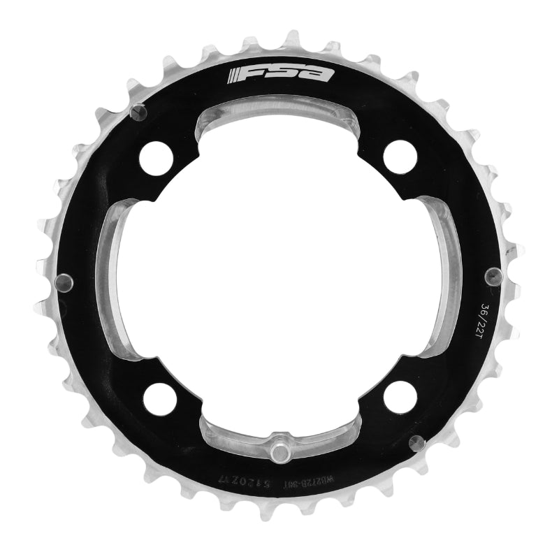 Plateau VTT 4 branches Ø 104 Fsa Origine 36 dents Double Extérieur Alu Noir 10-11V. (Wb272B)