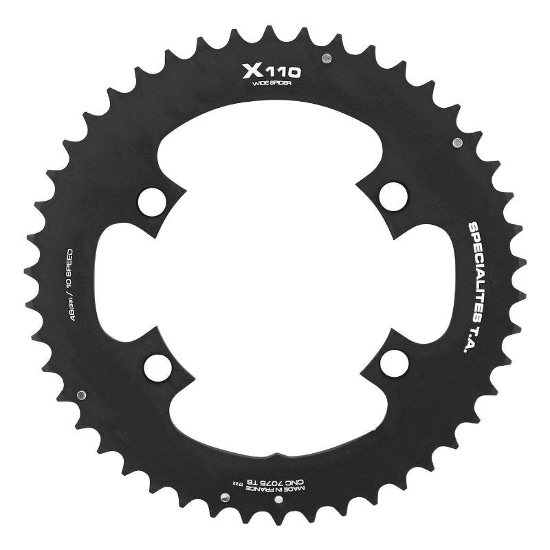 Plateau Route 4 branches Ø 110 Pour Shimano Tiagra 4700 Ta X110 Ws 46 dents Extérieur Compatible Sora 3000-Claris 2000 Noir 9-10V.