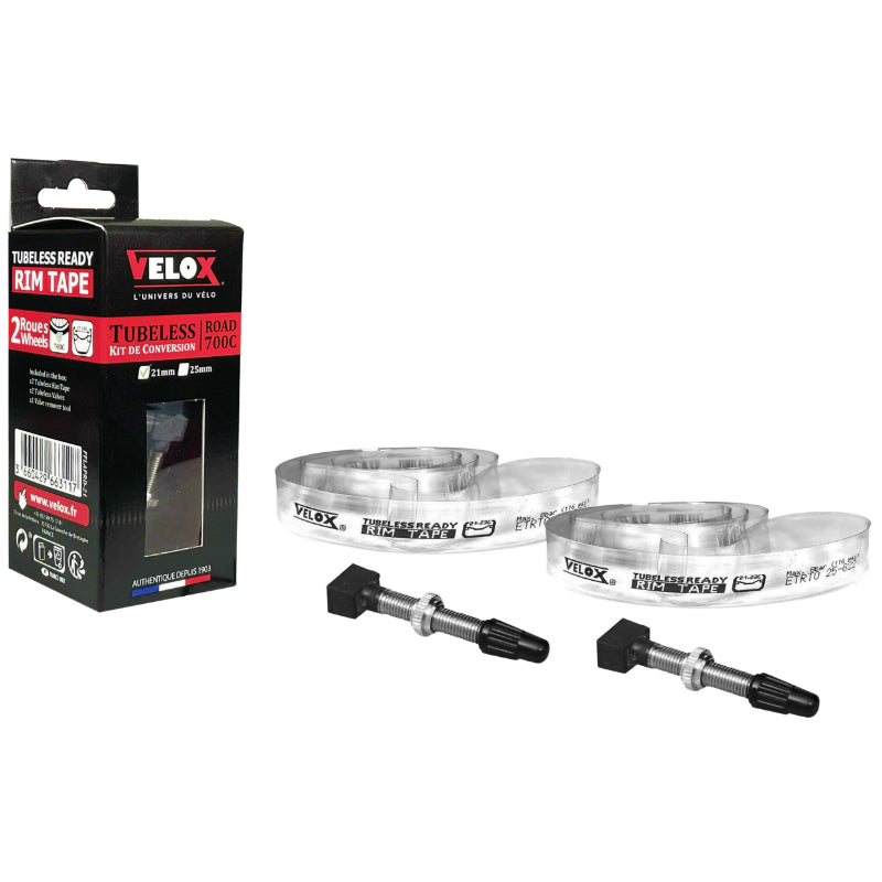 Kit Conversion Velox Tubeless Route 700 X 21 mm Avec 2 Valves 55 mm (Par 2 En Boite)