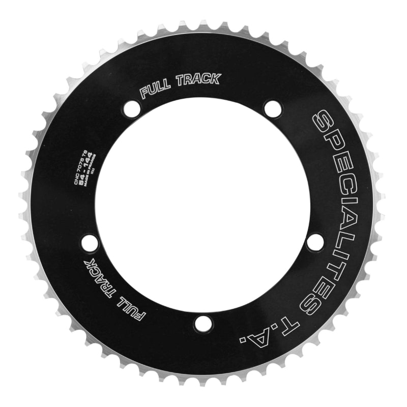 Plateau Piste 5 branches Ø 144 Ta Full Track 54 dents Noir Alu 7075 Pour Chaîne 3.17 mm (1"1-8)