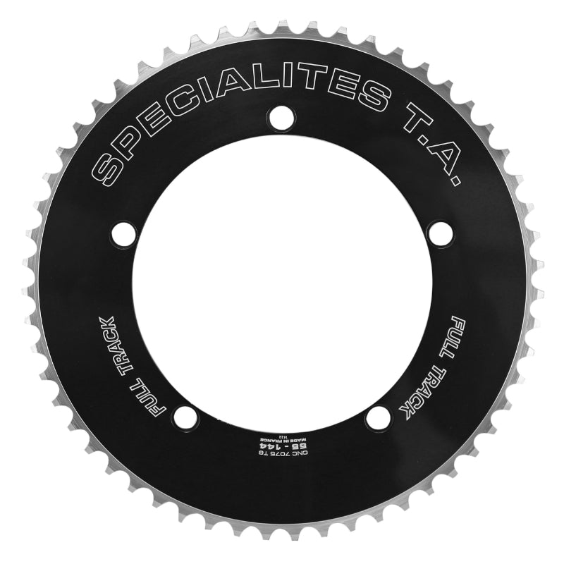 Plateau Piste 5 branches Ø 144 Ta Full Track 55 dents Noir Alu 7075 Pour Chaîne 3.17 mm (1"1-8)