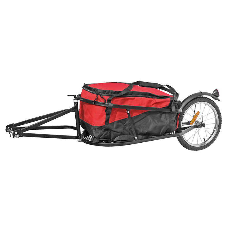 Remorque Vélo A Bagage Maxi 27 Kg (Dimension Chargement L60Xl35Xh28) Avec Roue 16'' Fixation Blocage Rapide Roue AR (50 Litres) Structure Acier - Poids Total 7.6 Kg
