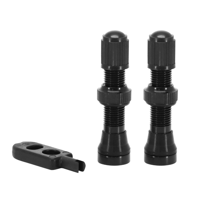 Valve De Pneu Tubeless Schrader Velox Alu Noir 44 mm Obus Demontable (Vendu A La Paire Sur Carte)