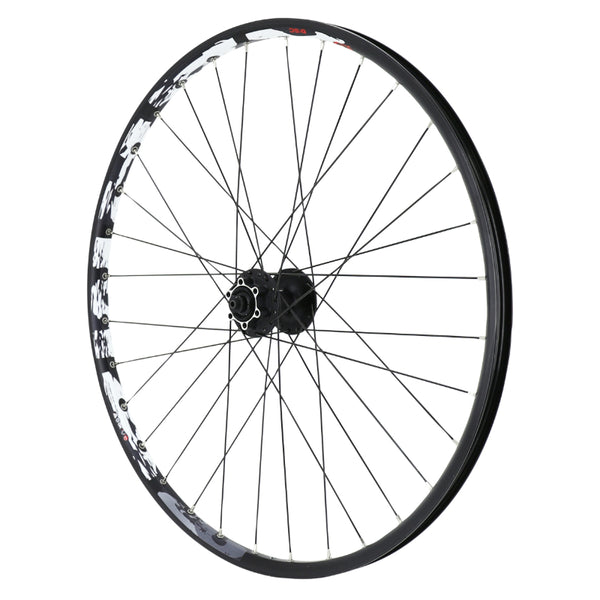 Roue VTT Disque Blocage 26" Karma Avant Noir Moyeu Shimano M475 Disque 6 Trous Noir Rayons Noirs 32 Rayons Jante 21C