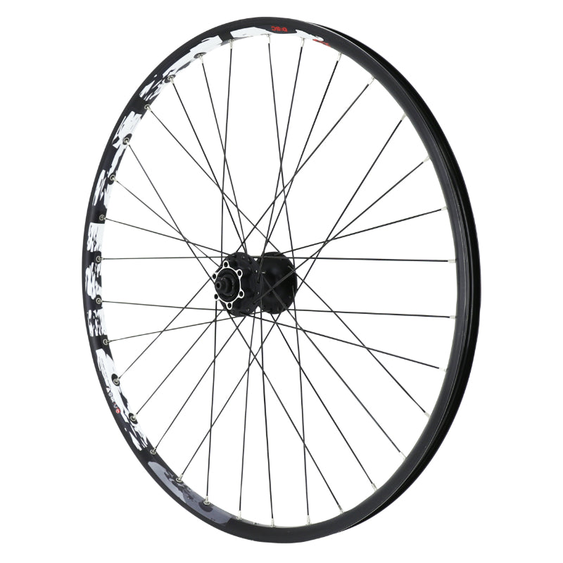 Roue VTT Disque Blocage 26" Karma Avant Noir Moyeu Shimano M475 Disque 6 Trous Noir Rayons Noirs 32 Rayons Jante 21C