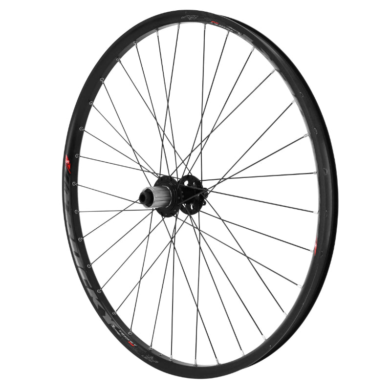 Roue VTT Disque 27.5" Trucky 30 Tubeless Ready Arrière Noir Moyeu Velox Roulement Disque 6 Trous 11-10V Axe Traversant 12-142 Jante 30C 32 Rayons -Poids Max 250 Kg-