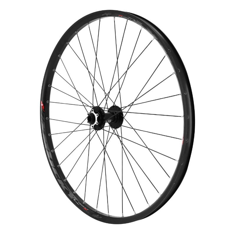 Roue VTT Disque 27.5" Trucky 30 Boost Tubeless Ready Avant Trous Noir Moyeu Velox Roulement Disque 6 Trous Axe Traversant 15-110 Jante 30C 32 Rayons