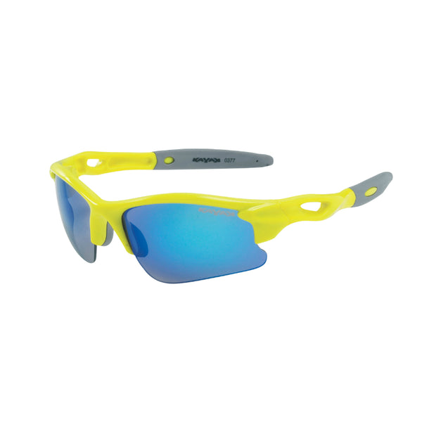 Lunettes Vélo Enfant Gist Skate Monture Jaune Fluo (2 Verres Interchangeables Bleu Miroir Et Orange)