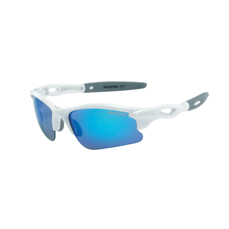 Lunettes Vélo Enfant Gist Skate Monture Blanc (2 Verres Interchangeables Bleu Miroir Et Orange)