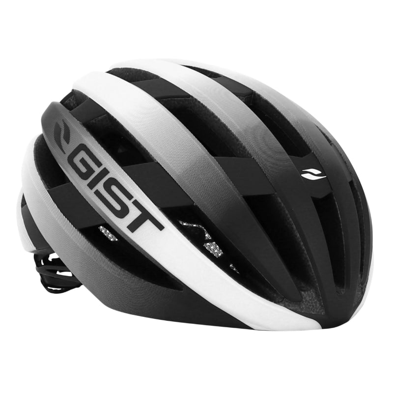 Casque Vélo Adulte Gist Route Revol Blanc-Noir Femme Et Junior Full In-Mold Taille 54-58 Réglage Molette