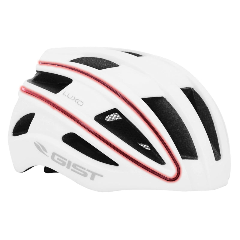 Casque Vélo Adulte Gist Urbain Luxo Blanc In-Mold Avec Éclairage Usb 360° Taille 56-62 Réglage Molette