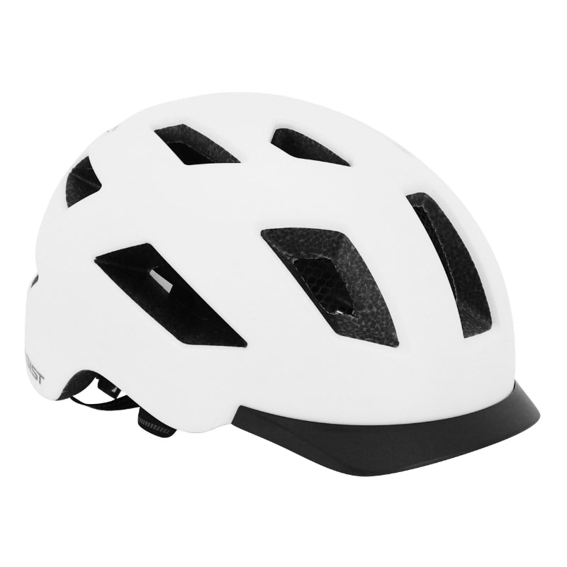 Casque Vélo Adulte Gist Urbain Smart Blanc In-Mold Avec Éclairage Arrière Taille 52-58 Réglage Molette - Lumière Visible