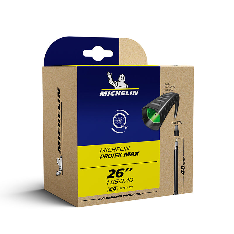 Chambre A Air Vélo 26 X 1.85-2.30 Michelin Protek Max C4 Valve Presta 40 mm Avec Liquide Anti-Crevaison (Offre Spéciale)