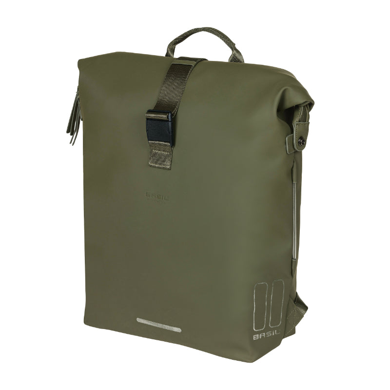 Sacoche Arrière Sac A Dos Vélo Laterale Basil Soho 17L Vert Foret Fixation Porte Bagage Crochet Hook (31X14X37 cm) Avec