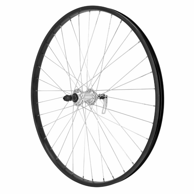 Roue VTT Patin Blocage 26" M110 Arrière Noir Moyeu Argent Roue Libre 7-6-5V Jante 21C