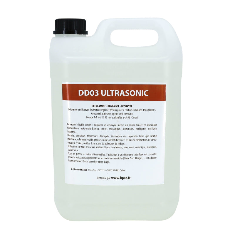 Detergent Nettoyeur-Bac Ultrasons Professionnel Dd03 5L (Degraisse + Desoxyde - Produit Surpuissant) (A Diluer 2 A 5%)