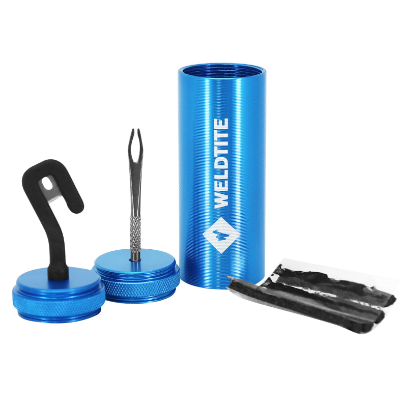 Kit Réparation Pneu Tubeless VTT Weldtite Par L'Extérieur Dans Box (5 Meches + Lime + Aiguille + Cutter)