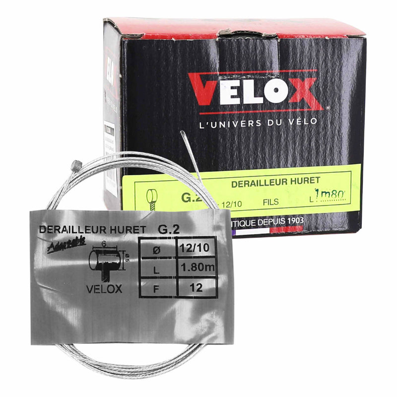 Câble De Dérailleur Velox Galva Pour Huret 1.80M (Boite De 25) 12-10 12 Fils Tête 3 X Diam 4.8 mm