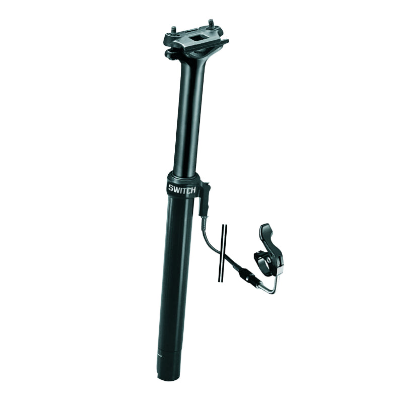Tige De Selle VTT Télescopique Switch Alu Noir Diam. 27,2 L390 mm (Réglage Par Câble Externe 0-125 mm) Fixation Cintre