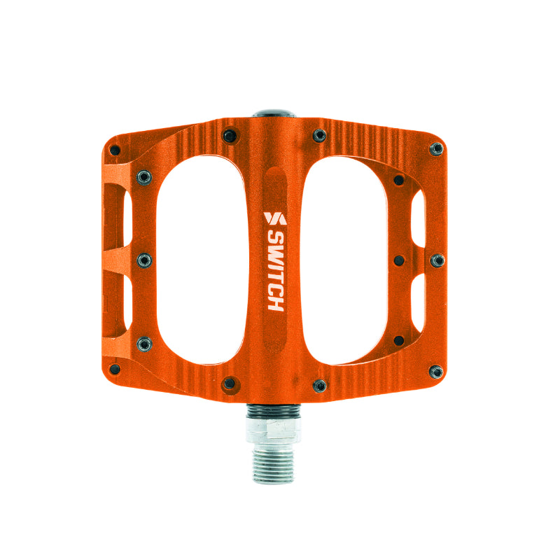 Pédale VTT Plateforme Descente - BMX Switch Freeride Alu Cnc Orange Filetage 9-16 Avec Picots (Paire) 100X90 mm